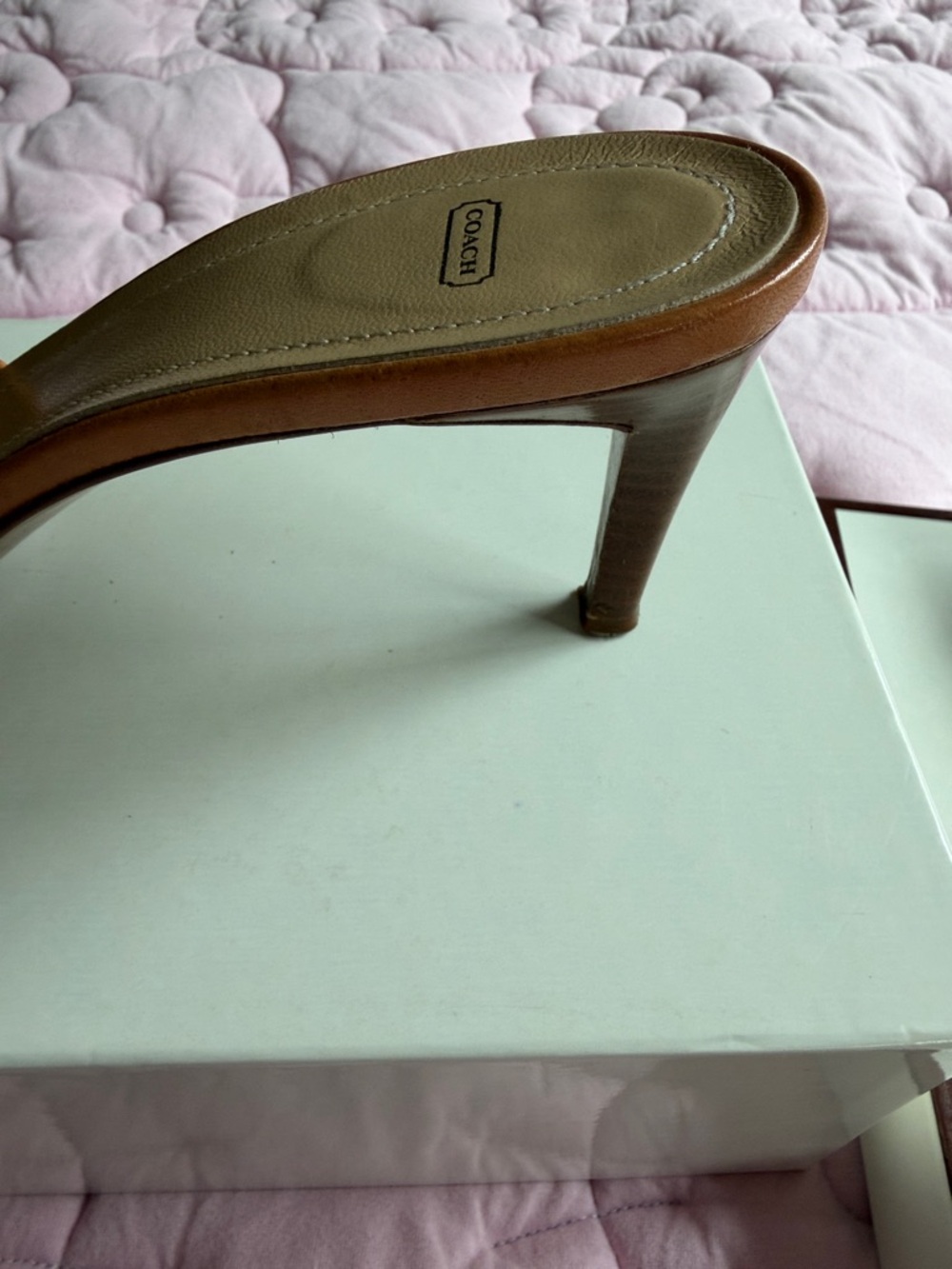 Coach Rose Signature Slide Mules with Tan Trim - Picture 6 of 11